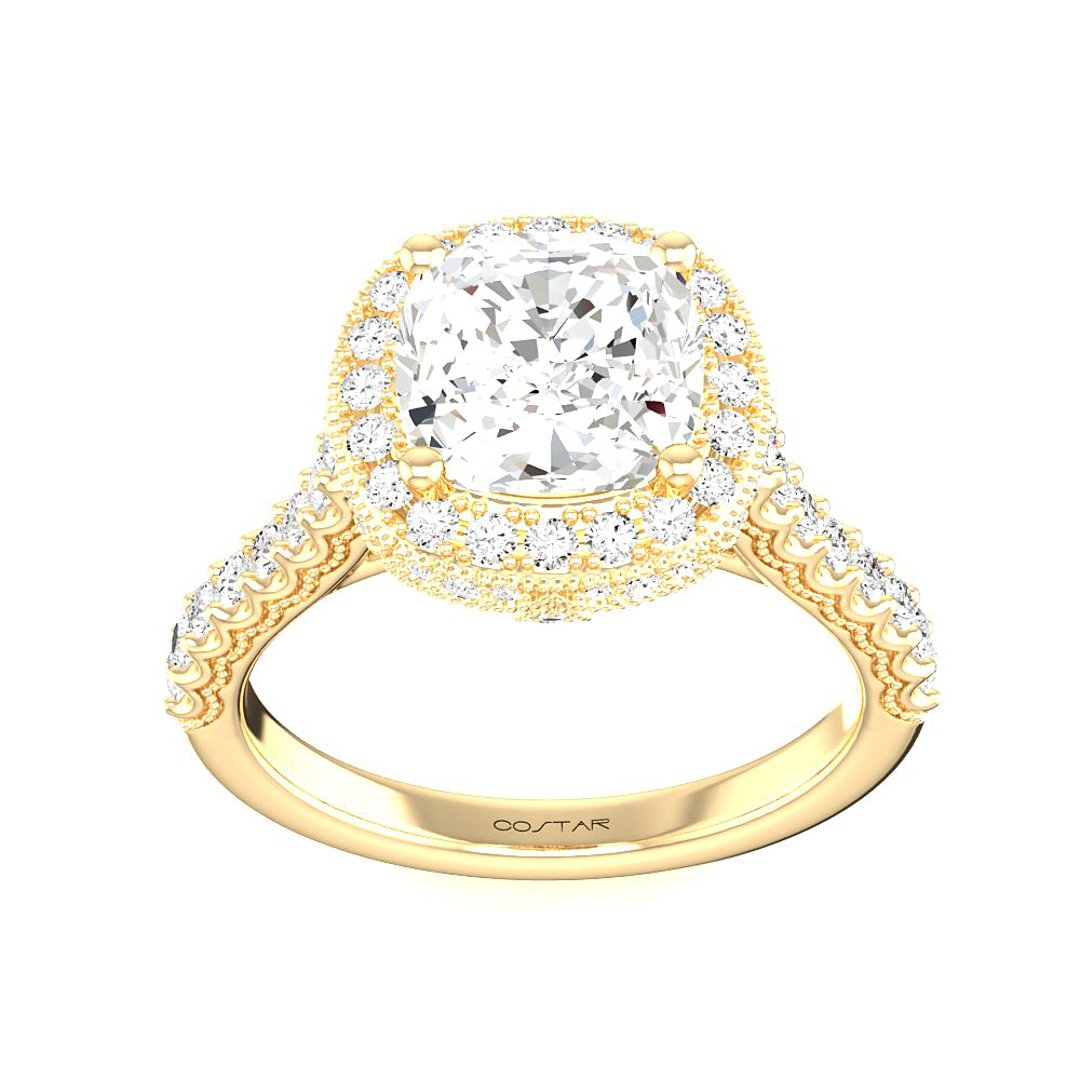 14K Yellow Gold Halo 2.00ct Engagement Ring