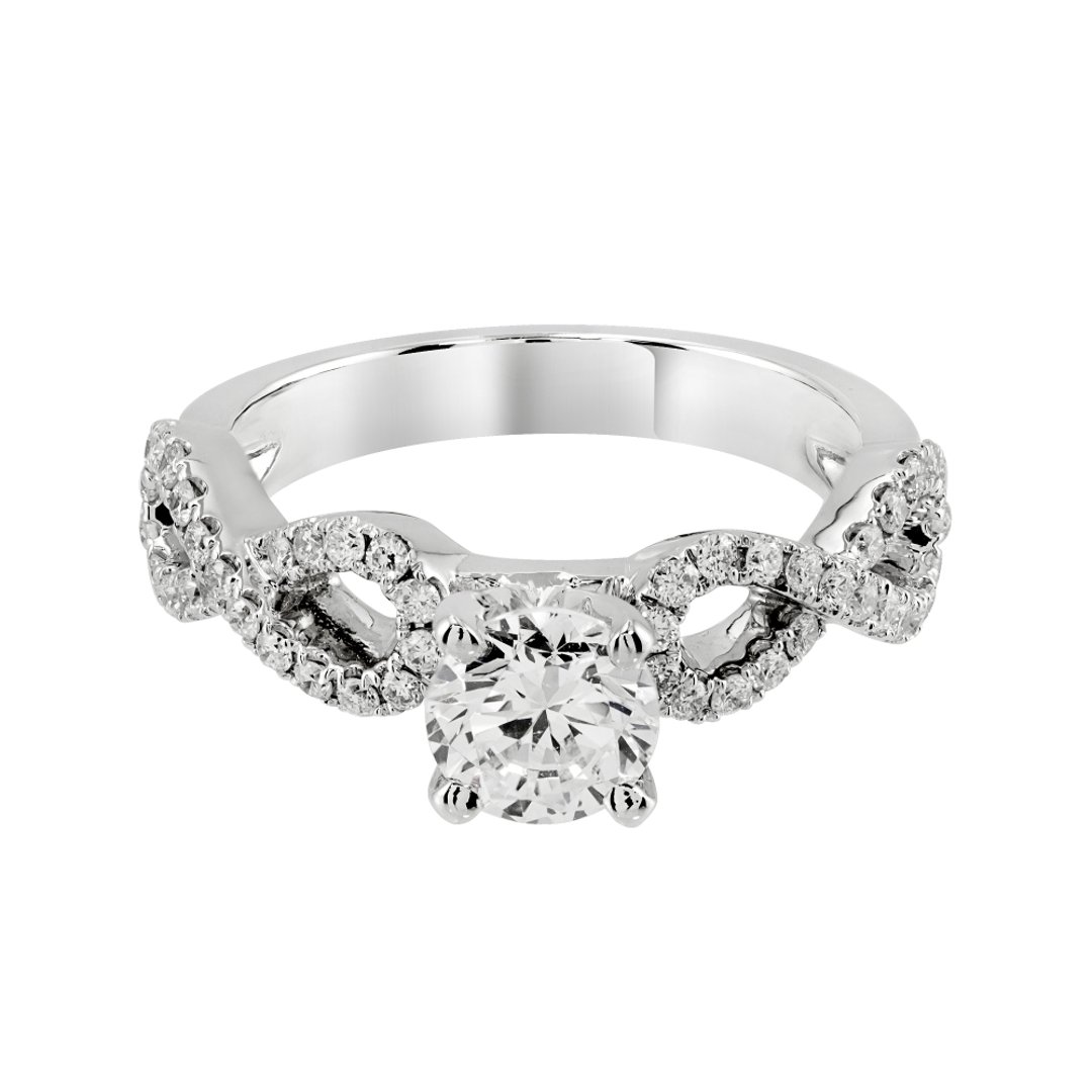 14K White Gold Side Stones 1.00ct Engagement Ring