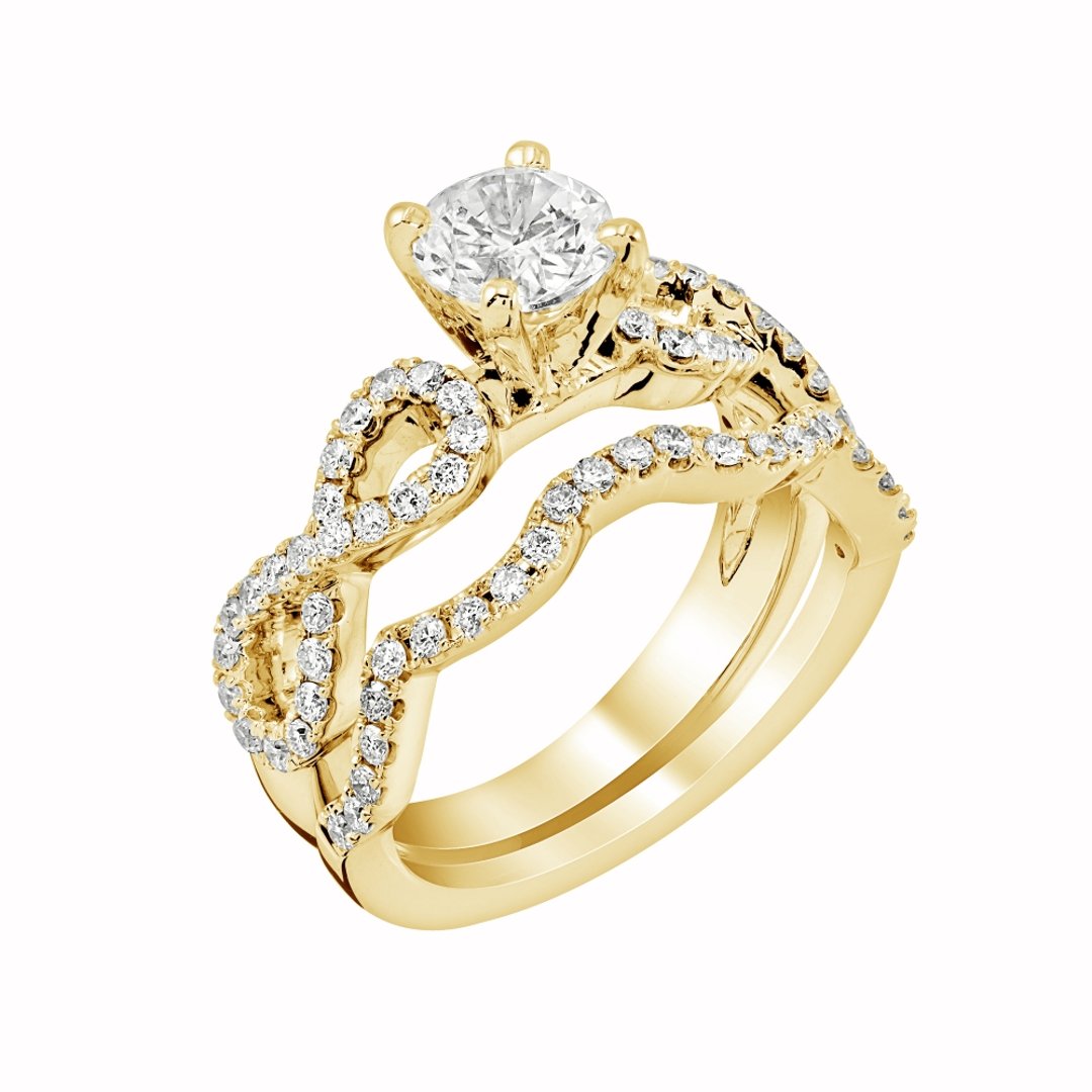 14K Yellow Gold Side Stones 1.00ct Engagement Ring