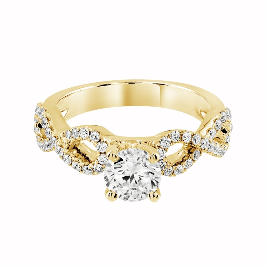 14K Yellow Gold Side Stones 1.00ct Engagement Ring