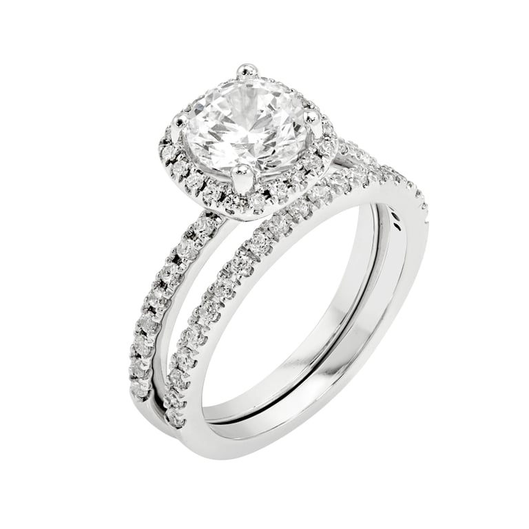 Aubrey Halo with Side Stones White Gold Engagement Ring Desing