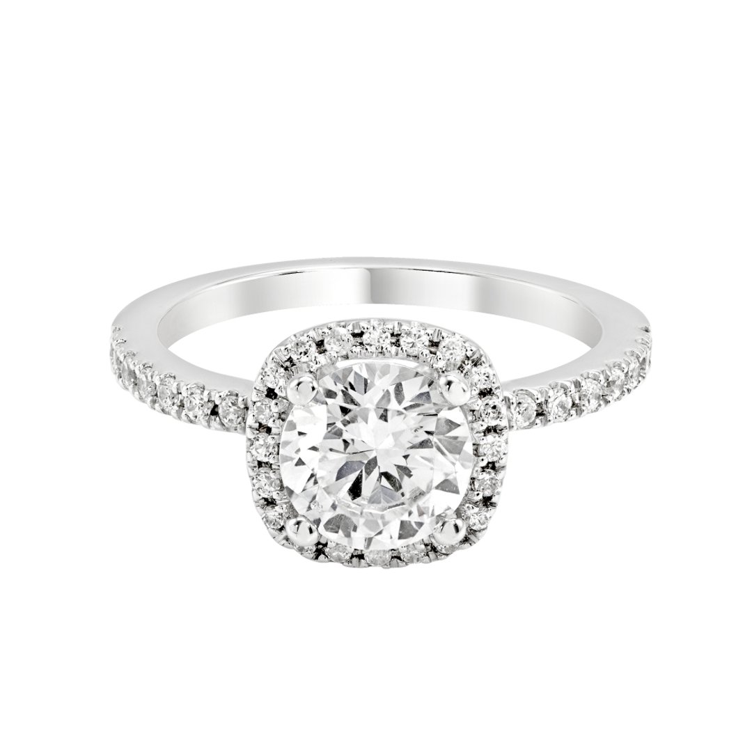 14K White Gold Side Stones 1.50ct Engagement Ring