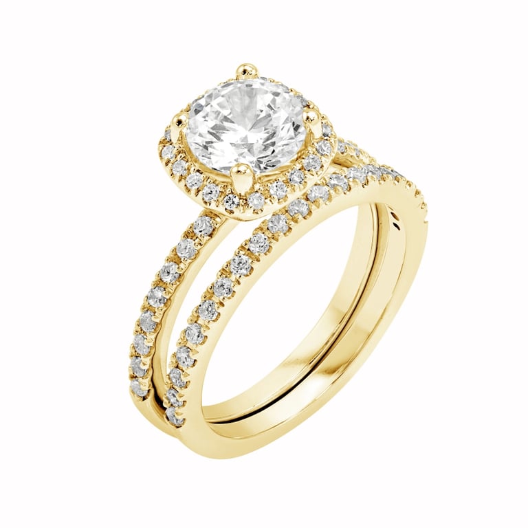 Aubrey Halo with Side Stones Yellow Gold Engagement Ring Desing