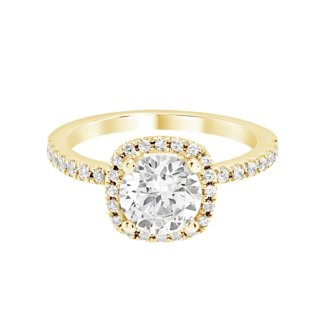 14K Yellow Gold Halo 1.50ct Engagement Ring