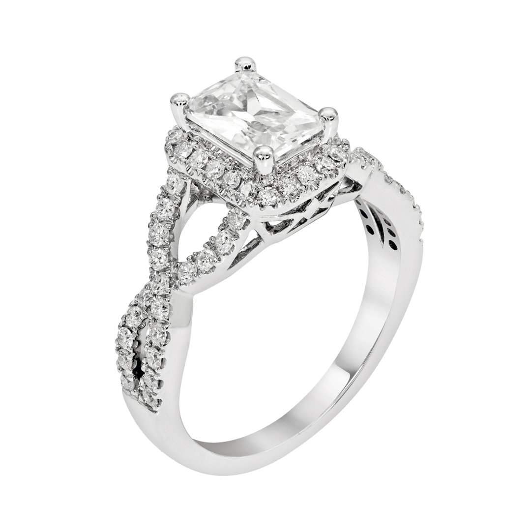 14K White Gold Side Stones 1.00ct Engagement Ring