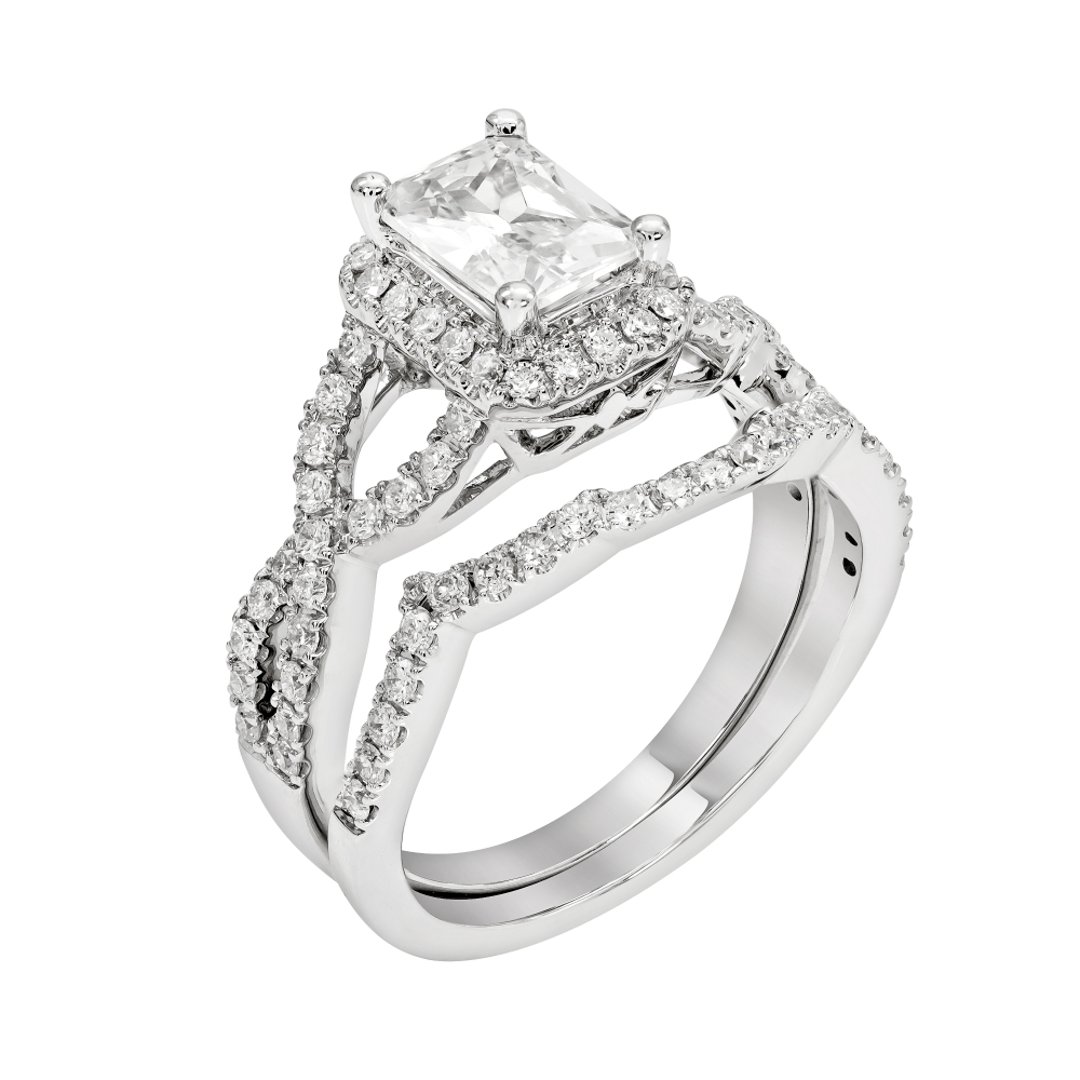 14K White Gold Side Stones 1.00ct Engagement Ring