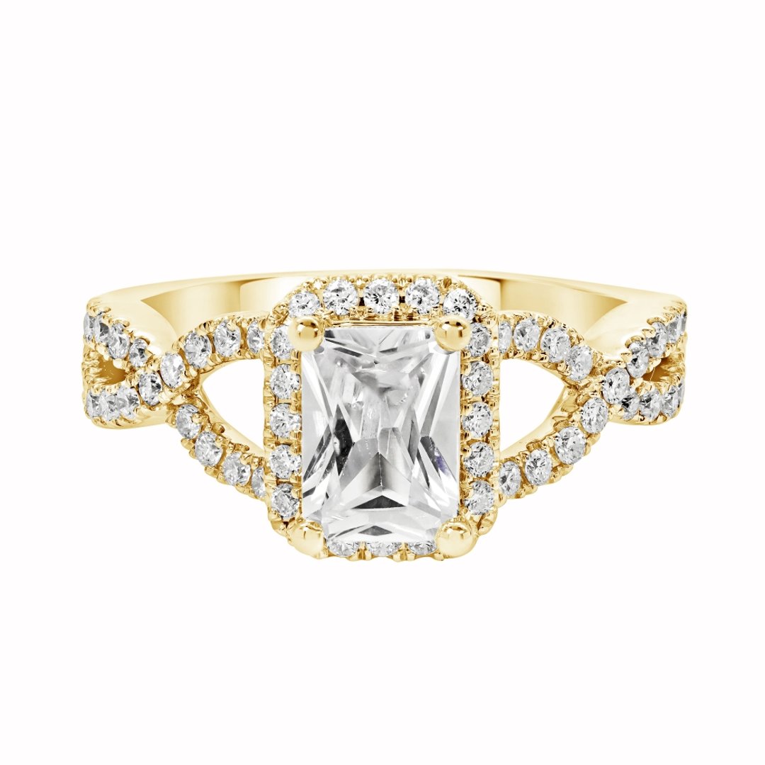 14K Yellow Gold Halo 1.00ct Engagement Ring