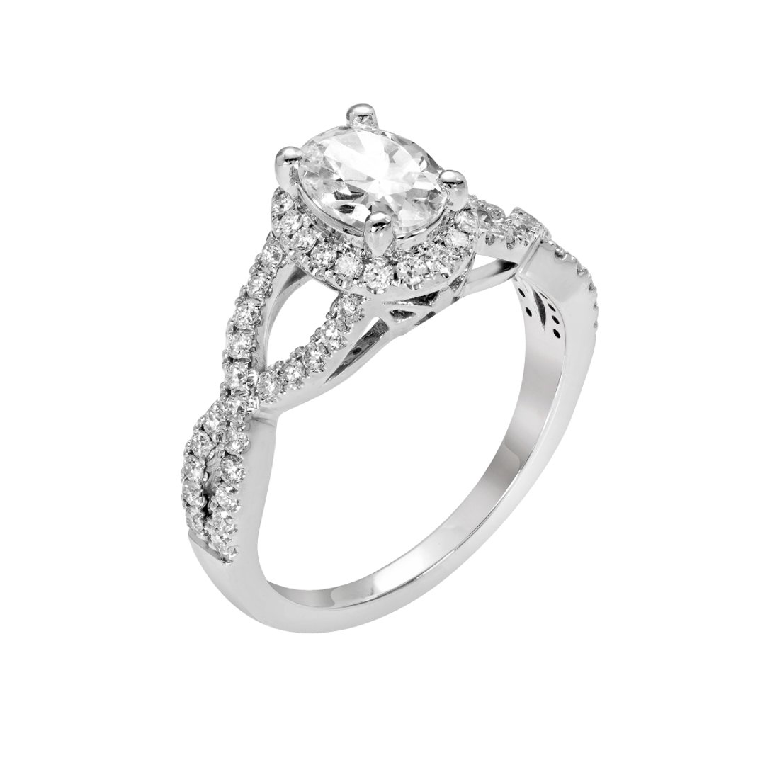 14K White Gold Halo 0.75ct Engagement Ring