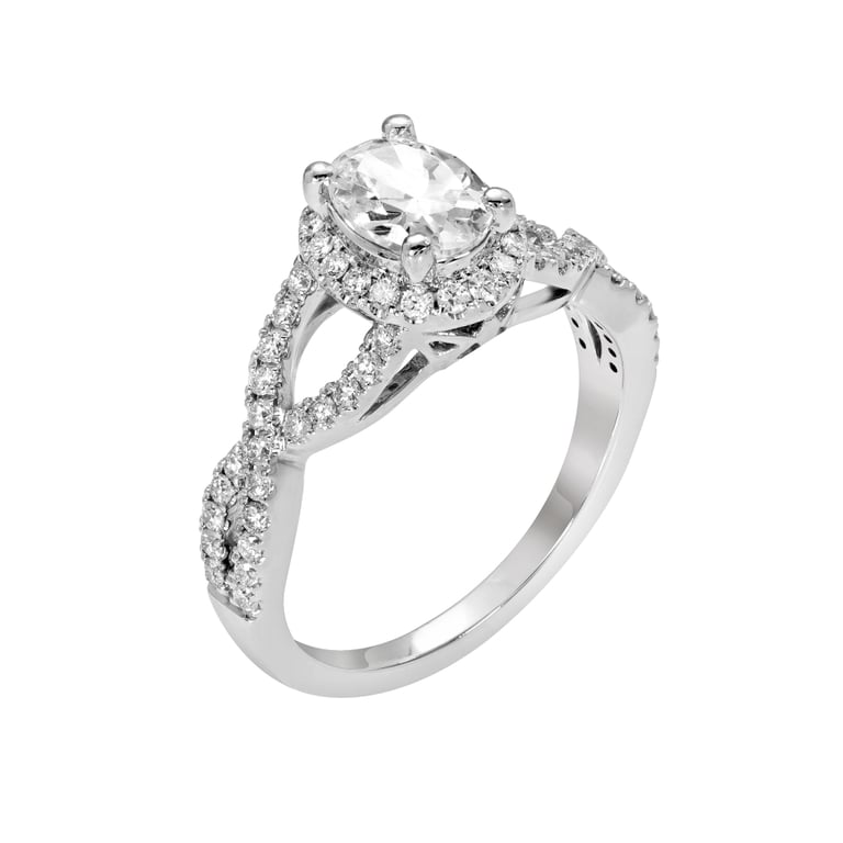 Amelia Oval Infinity Halo White Gold Engagement Ring Design