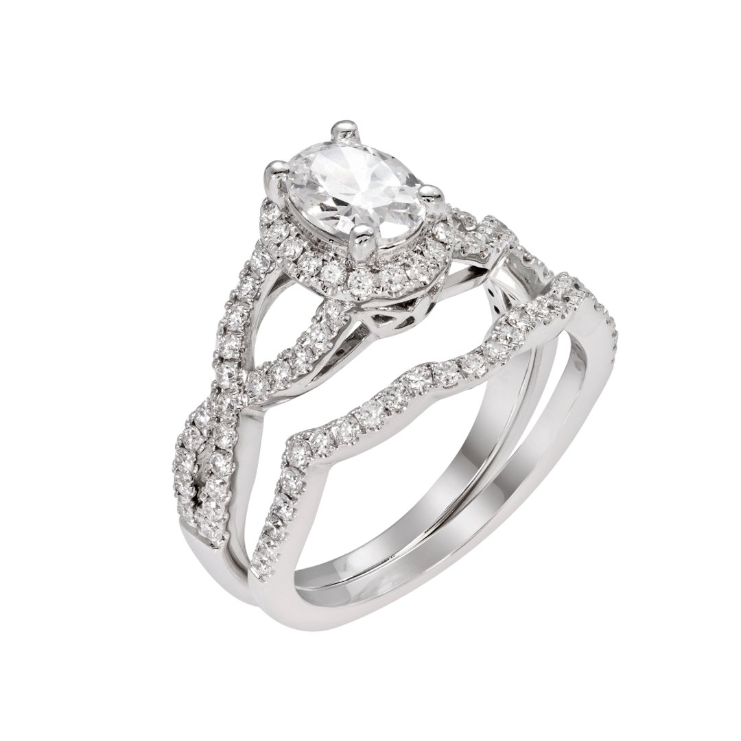 14K White Gold Halo 0.75ct Engagement Ring