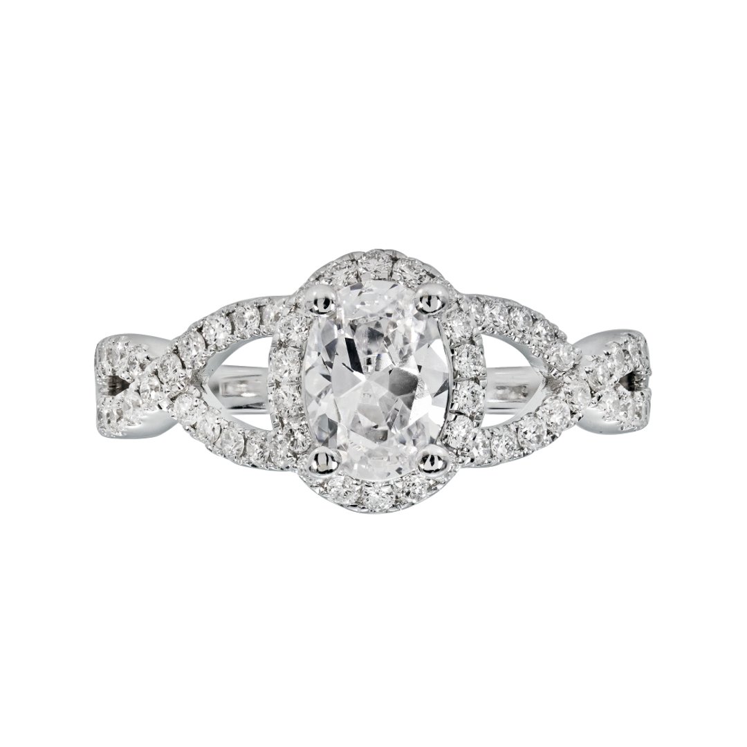 14K White Gold Halo 0.75ct Engagement Ring