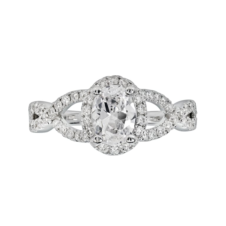 Amelia Oval Infinity Halo White Gold Engagement Ring Design