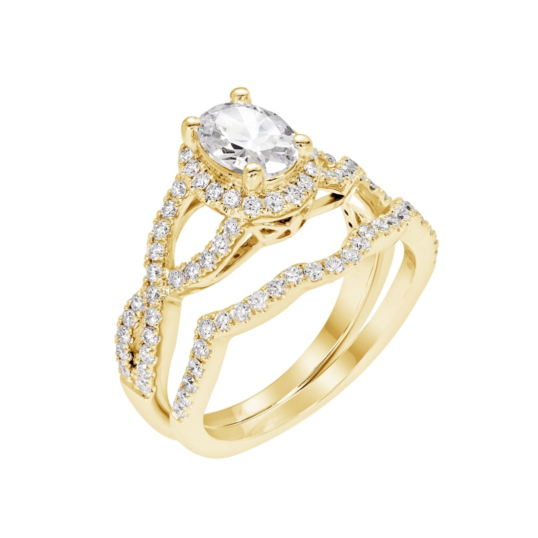 14K Yellow Gold Halo 0.75ct Engagement Ring