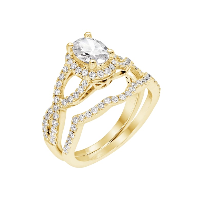 Amelia Oval Infinity Halo Yellow Gold Engagement Ring Design