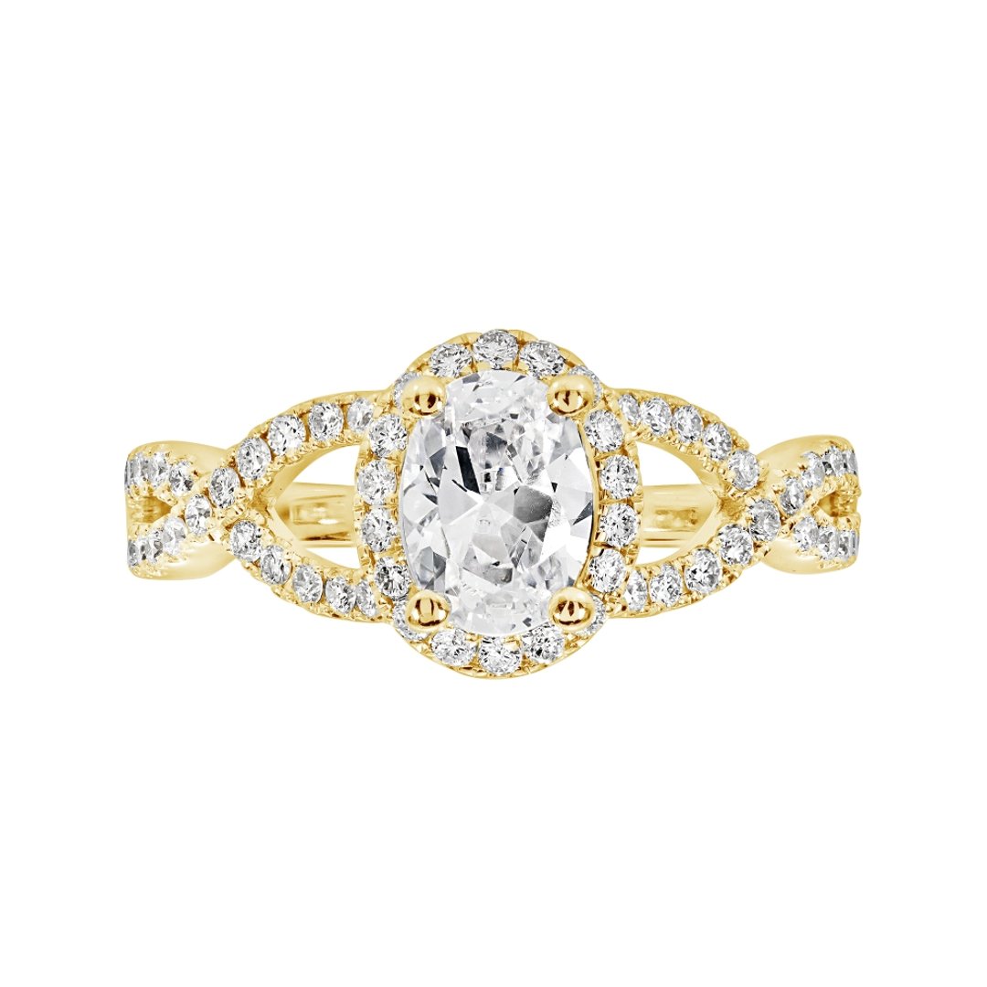 14K Yellow Gold Halo 0.75ct Engagement Ring