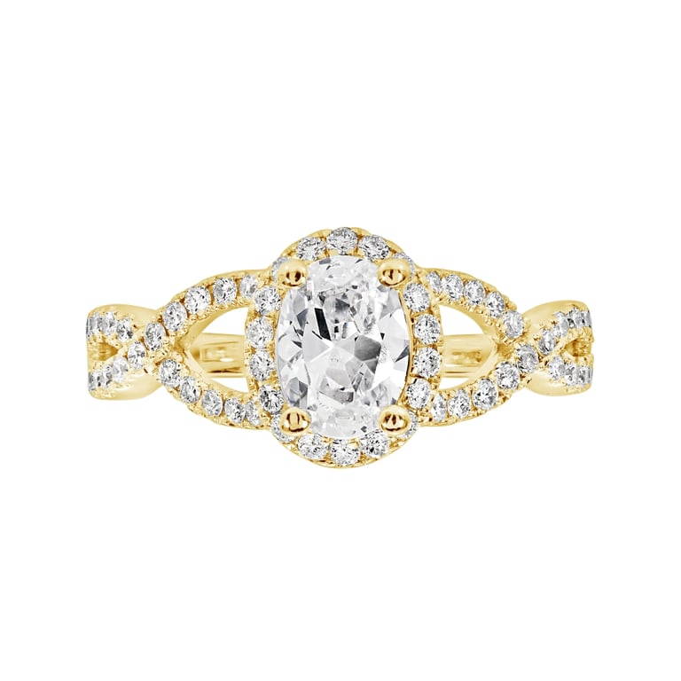 Amelia Oval Infinity Halo Yellow Gold Engagement Ring Design
