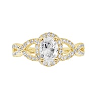 14K Yellow Gold Halo 0.75ct Engagement Ring