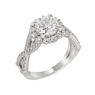 14K White Gold Halo 1.50ct Engagement Ring