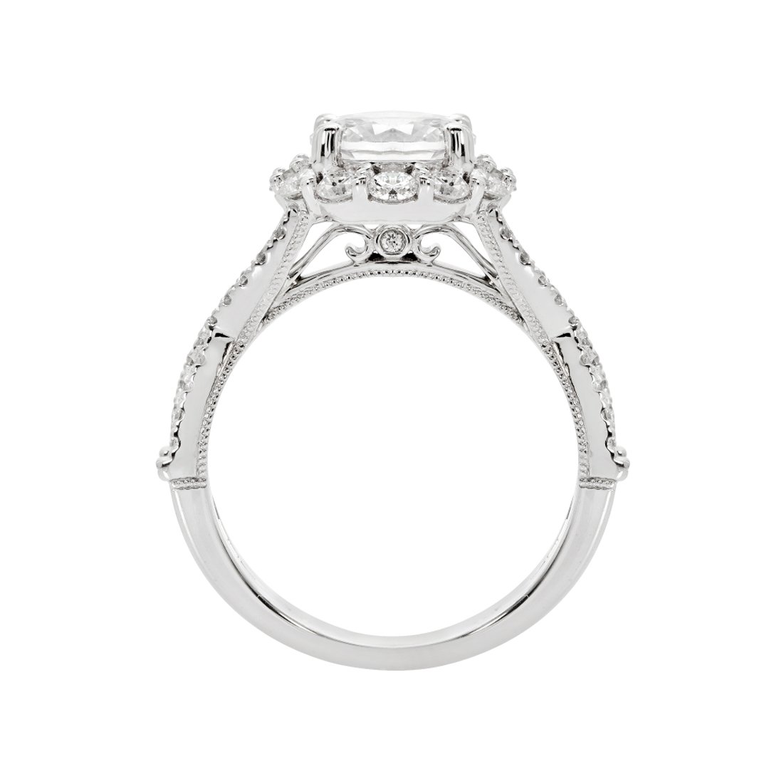 14K White Gold Halo 1.50ct Engagement Ring
