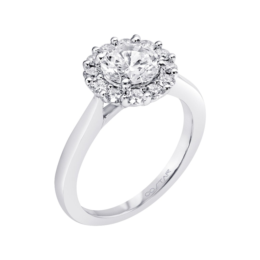 14K White Gold Halo 1.00ct Engagement Ring