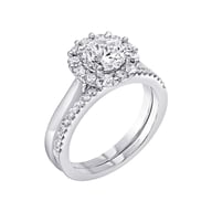 14K White Gold Halo 1.00ct Engagement Ring