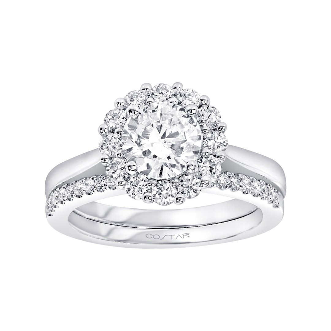 14K White Gold Halo 1.00ct Engagement Ring