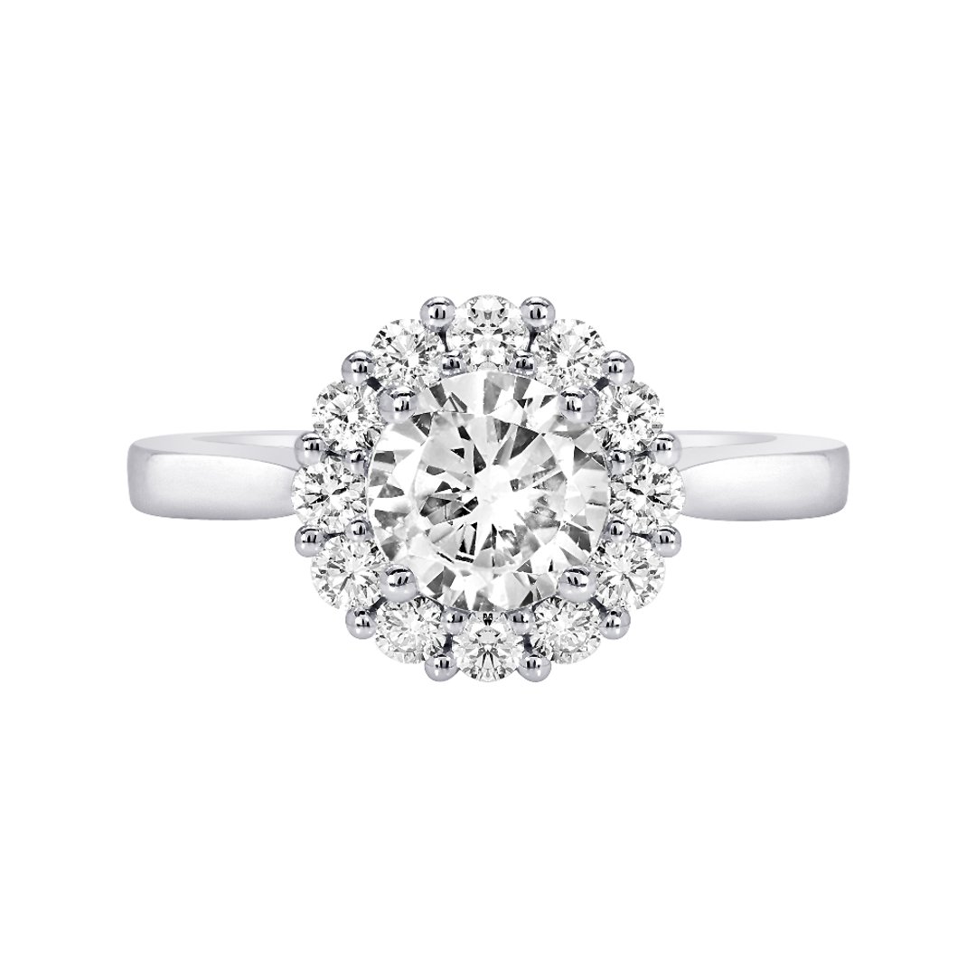 14K White Gold Halo 1.00ct Engagement Ring