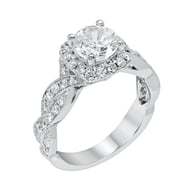 14K White Gold Halo 1.00ct Engagement Ring