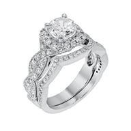 14K White Gold Halo 1.00ct Engagement Ring