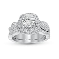 14K White Gold Halo 1.00ct Engagement Ring