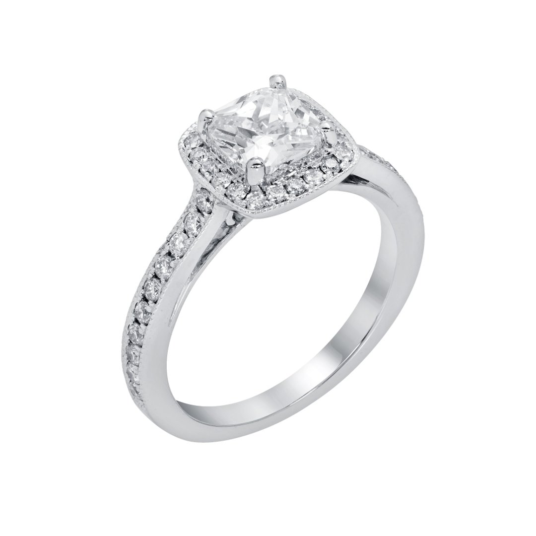 14K White Gold Halo 1.00ct Engagement Ring