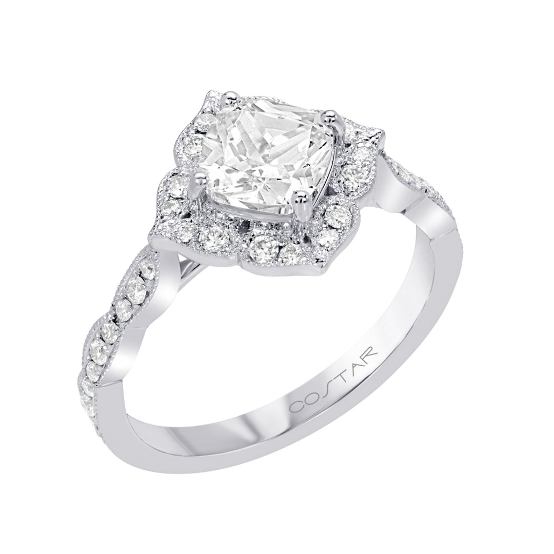 14K White Gold Halo 1.25ct Engagement Ring