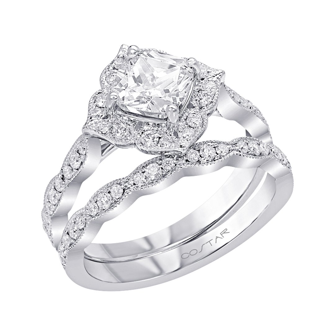 14K White Gold Halo 1.25ct Engagement Ring