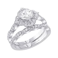 14K White Gold Halo 1.25ct Engagement Ring