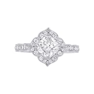 14K White Gold Halo 1.25ct Engagement Ring