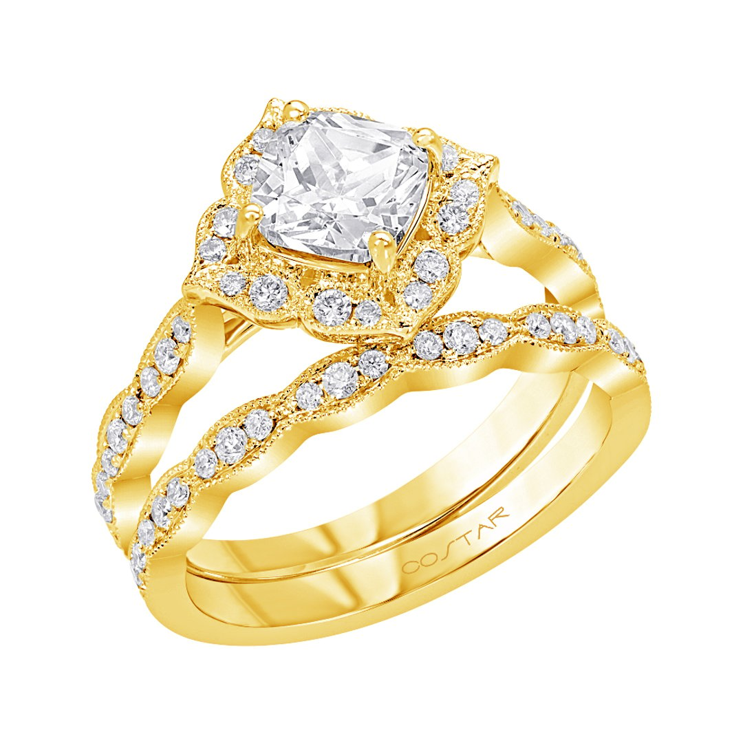 14K Yellow Gold Halo 1.25ct Engagement Ring