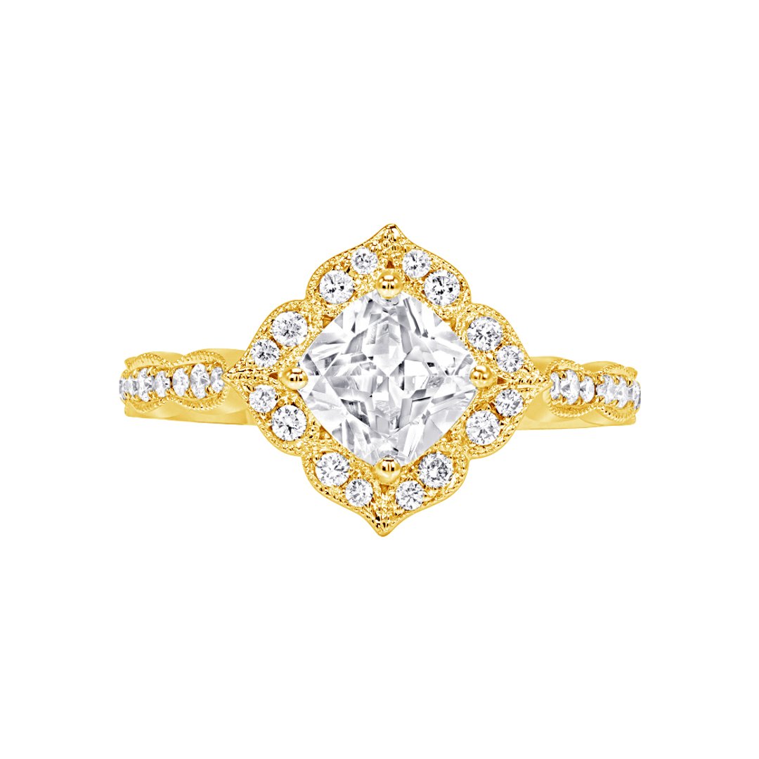 14K Yellow Gold Halo 1.25ct Engagement Ring