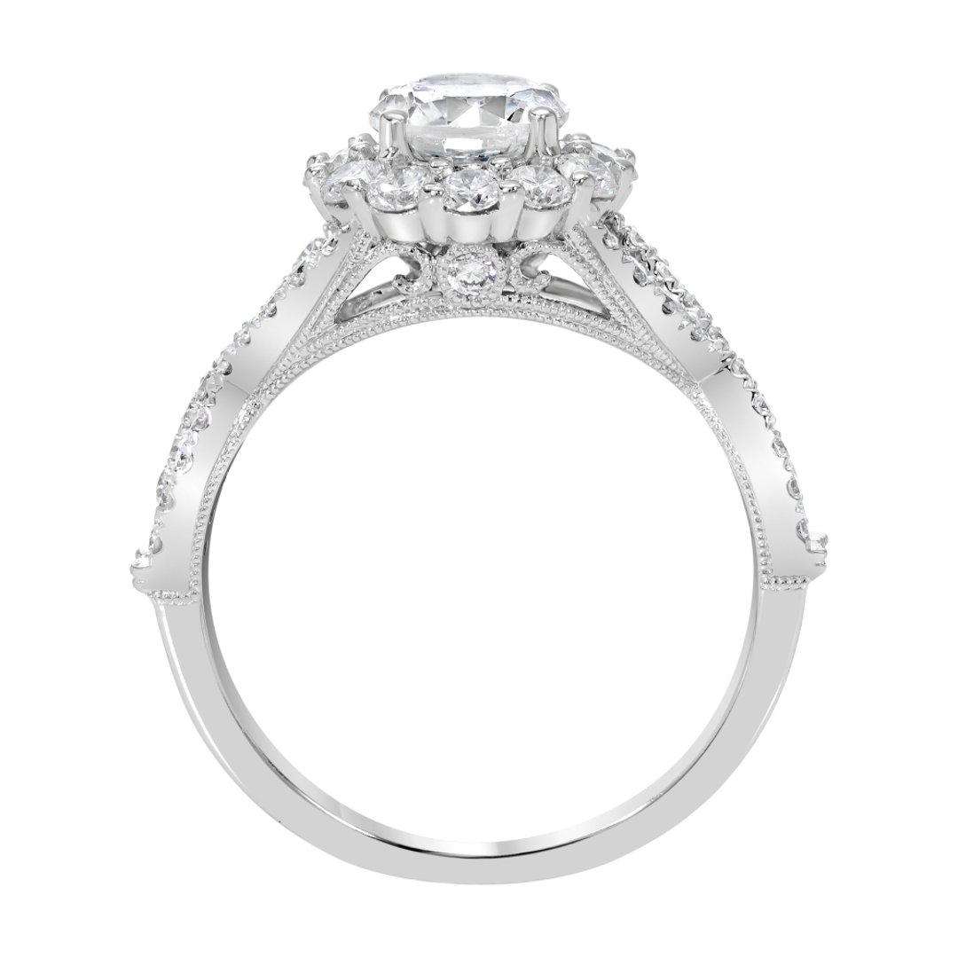 14K White Gold Halo 0.75ct Engagement Ring