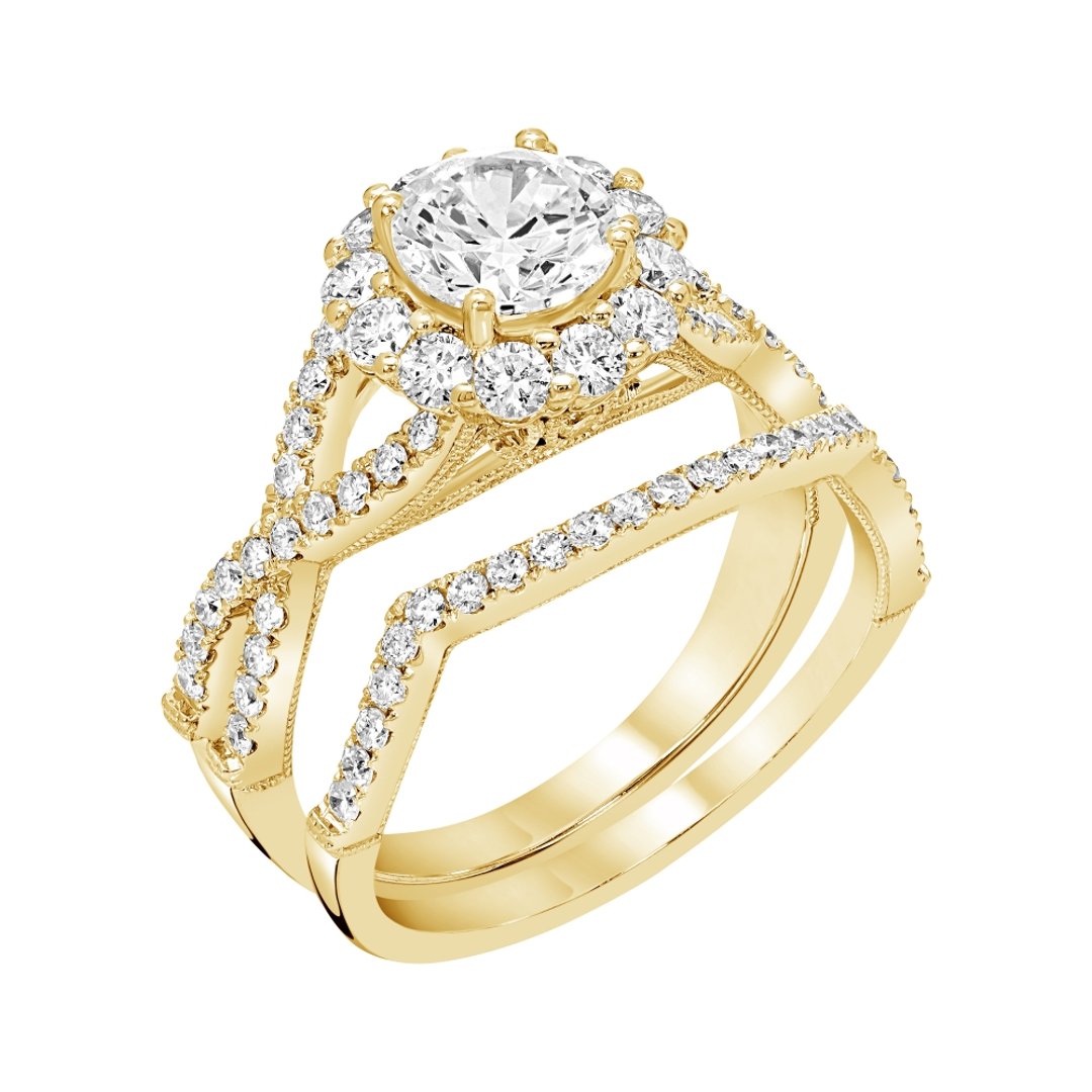 14K Yellow Gold Halo 0.75ct Engagement Ring
