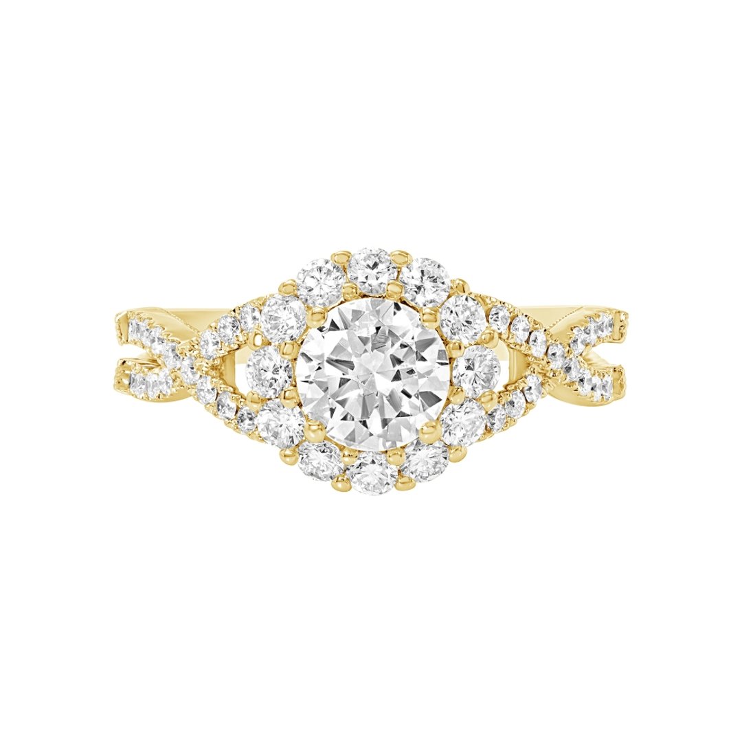 14K Yellow Gold Halo 0.75ct Engagement Ring