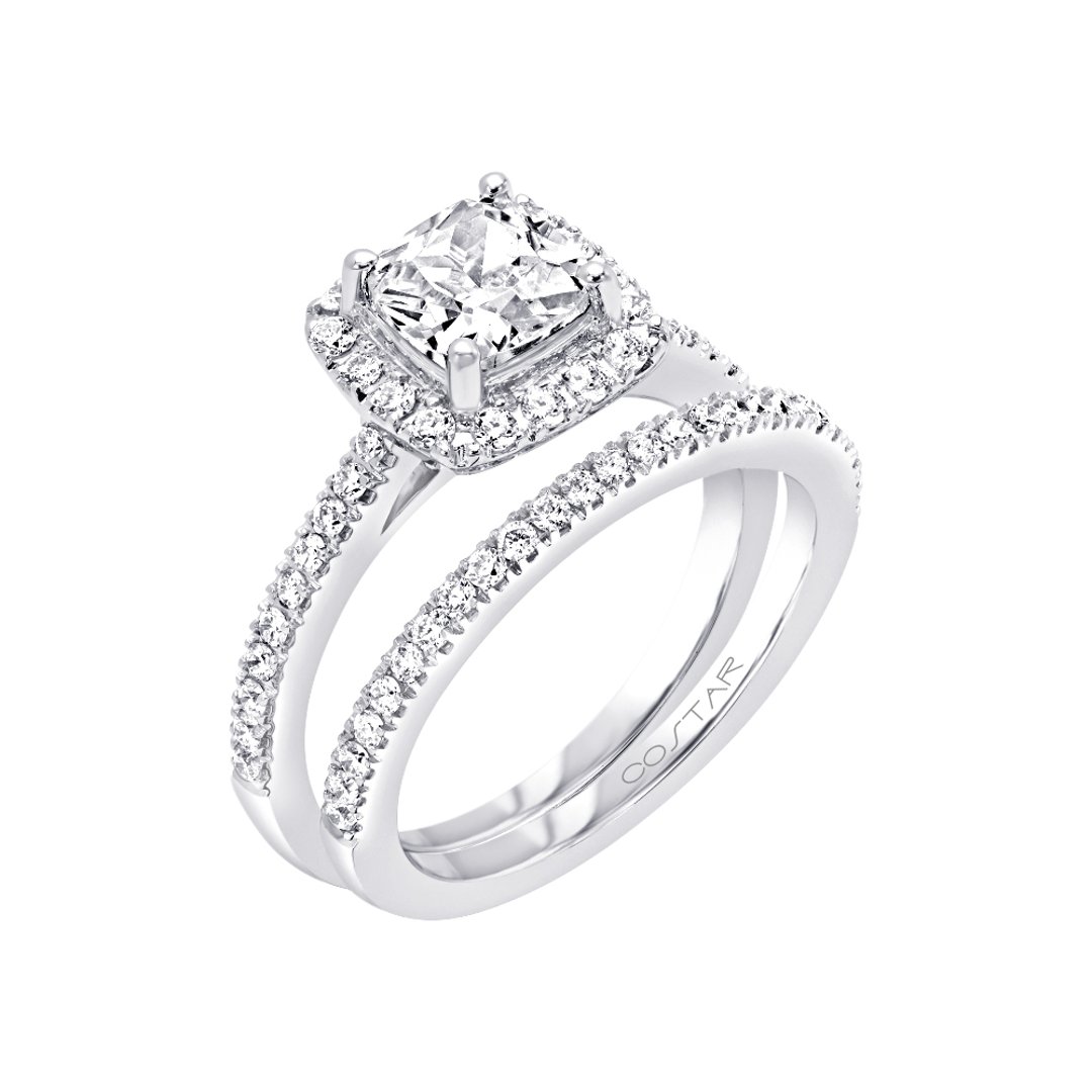 14K White Gold Halo 1.25ct Engagement Ring