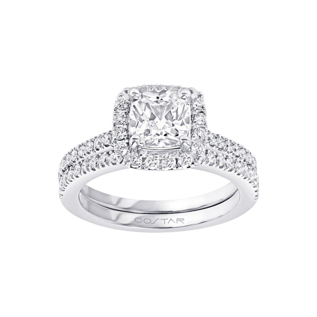 14K White Gold Halo 1.25ct Engagement Ring