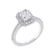 14K White Gold Halo 1.00ct Engagement Ring