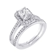 14K White Gold Halo 1.00ct Engagement Ring