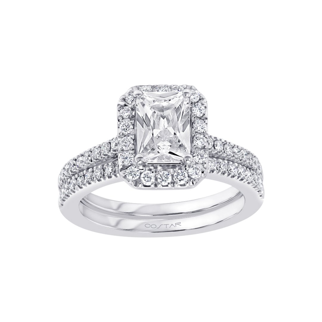14K White Gold Halo 1.00ct Engagement Ring