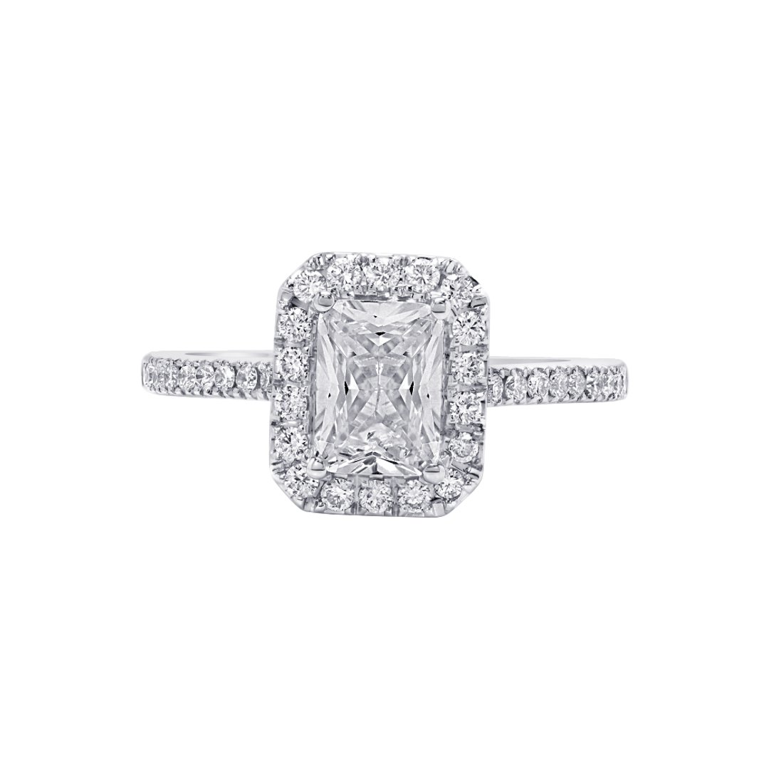 14K White Gold Halo 1.00ct Engagement Ring