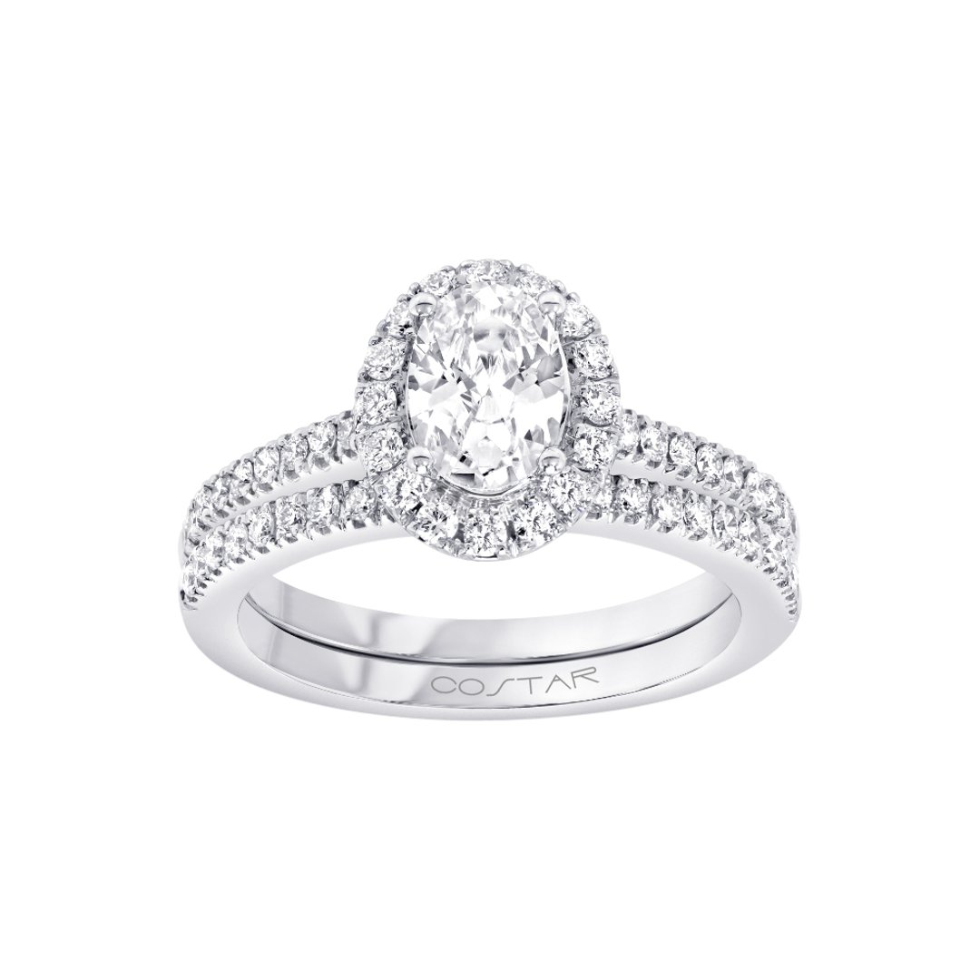 14K White Gold Halo 0.75ct Engagement Ring