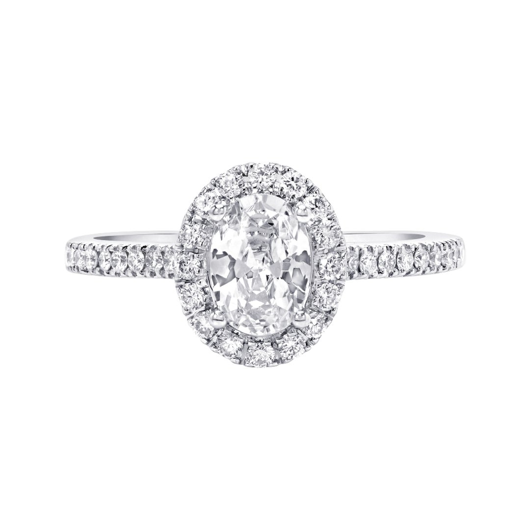 14K White Gold Halo 0.75ct Engagement Ring