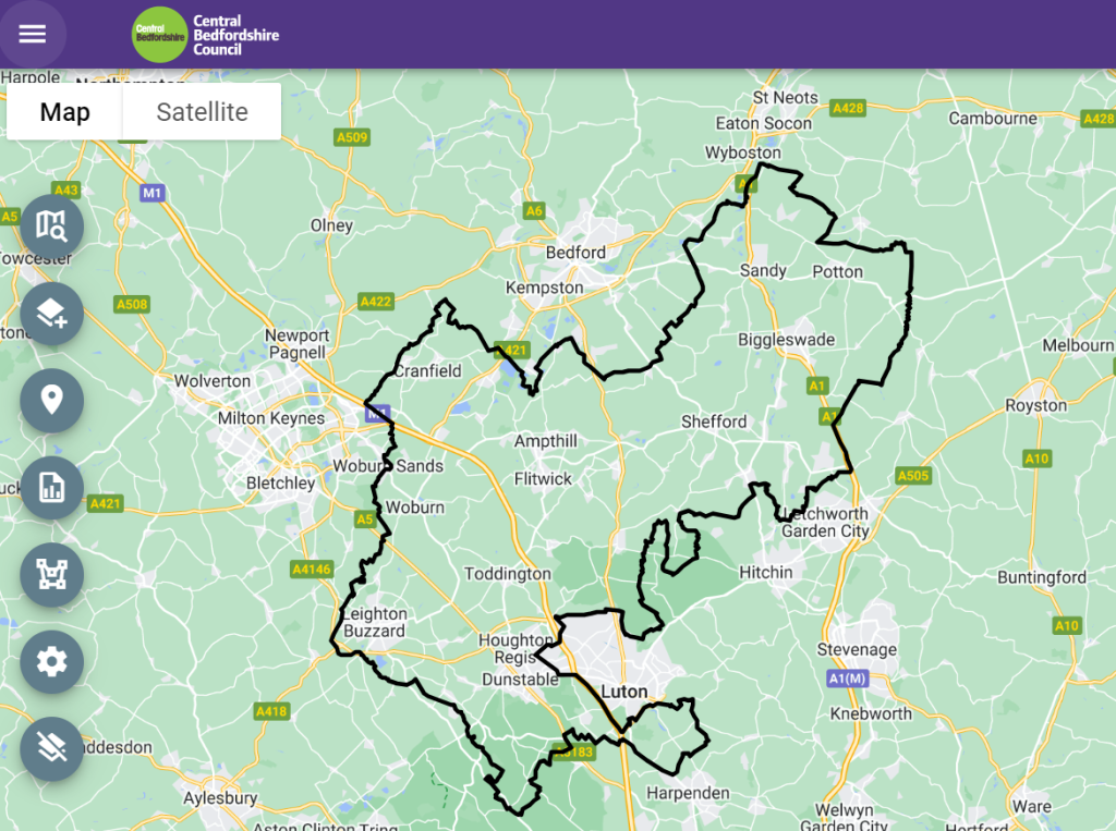 This image shows an example of the Central Bedfordshire local insight tool