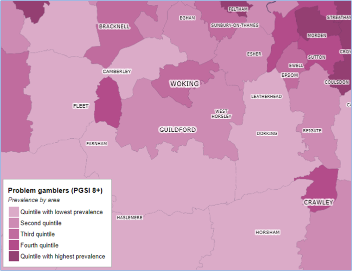This figure is a map of problem gamblers in Surrey.
